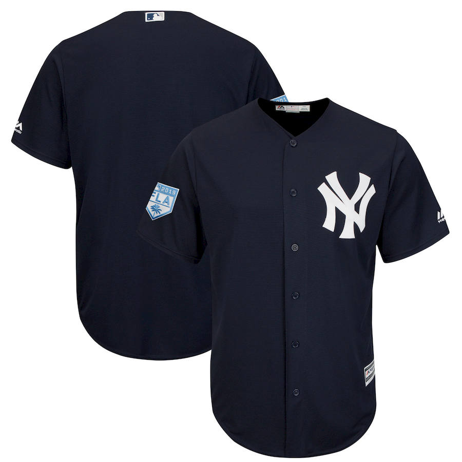 Men's New York Yankees Blank Navy 2019 Spring Training Cool Base Stitched MLB Jersey